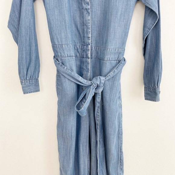 Gap Chambray V-Neck Tie Belt Jean Denim Jumpsuit Size 00 - Picture 5 of 15